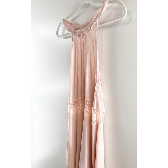 Intimately by Free People Sleeveless Halter Neck Hi-Low Midi Dress Light Pink M - Picture 6 of 9